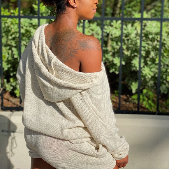 Knitted cardigan short set (grey) - Picture 1 of 2